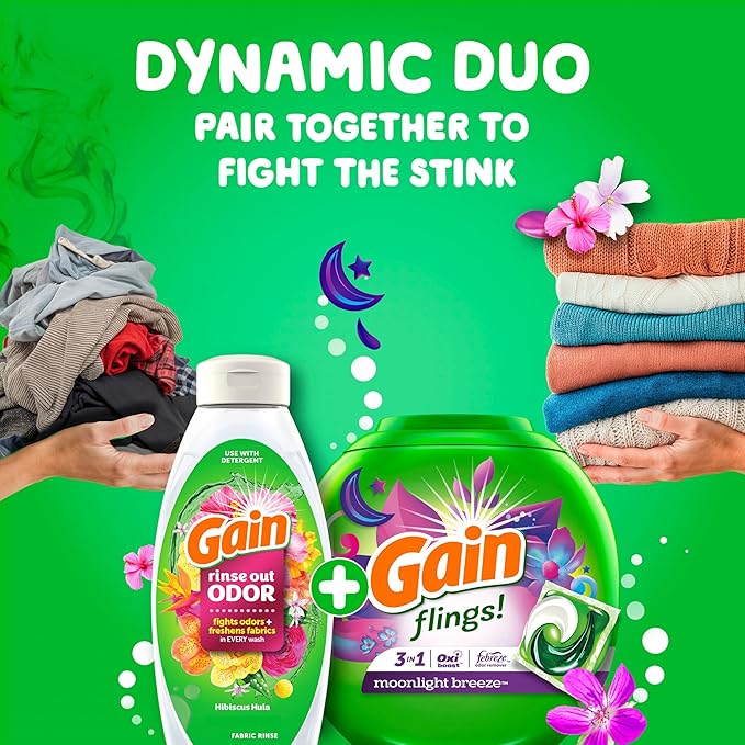 Gain Flings Laundry Detergent Pacs, 102 Count, Moonlight Breeze Scent, with Odor Defense, concentrated laundry soap pacs