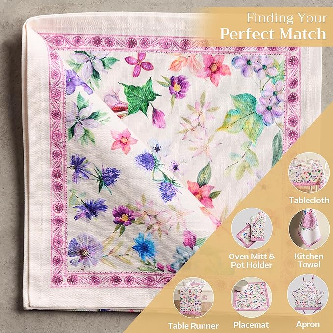 Maison d' Hermine 100% Cotton Cloth Napkins Set of 4 Everyday Reusable Square Napkins Cloth Washable Dinner Party Wedding Restaurant Hotel Kitchen Spring Summer (Chardon, 20" x 20")