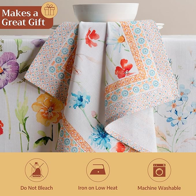 Maison d' Hermine 100% Cotton Cloth Napkins Set of 4 Everyday Reusable Square Napkins Cloth Washable Dinner Party Wedding Restaurant Hotel Kitchen Spring Summer (Summer Whisper, 20" x 20")
