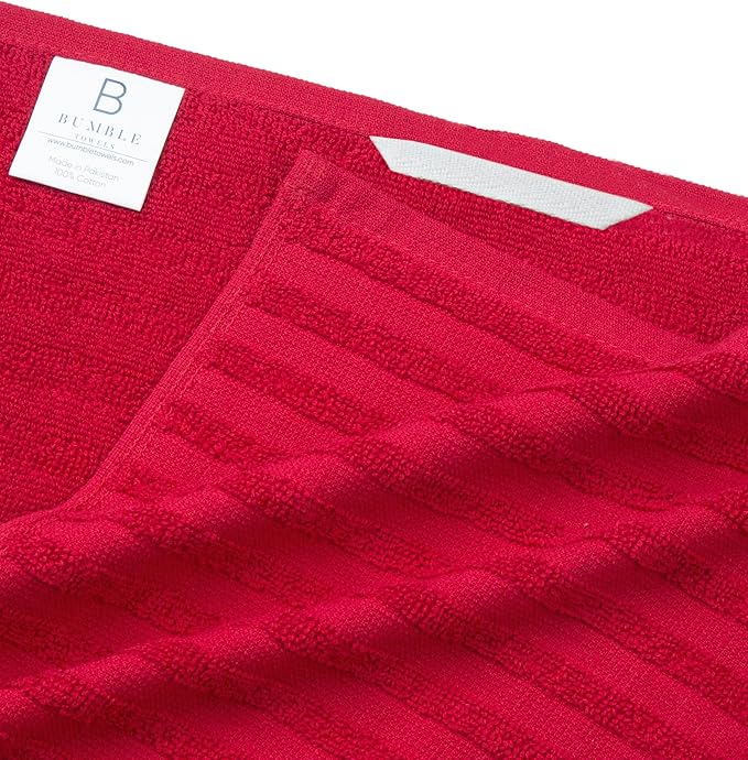 Premium Kitchen Towels (20”x 28”, 6 Pack) | Large Cotton Dish Towels 450 GSM | Highly Absorbent Terry Kitchen Linen Set with Hanging Loop | Red Solid
