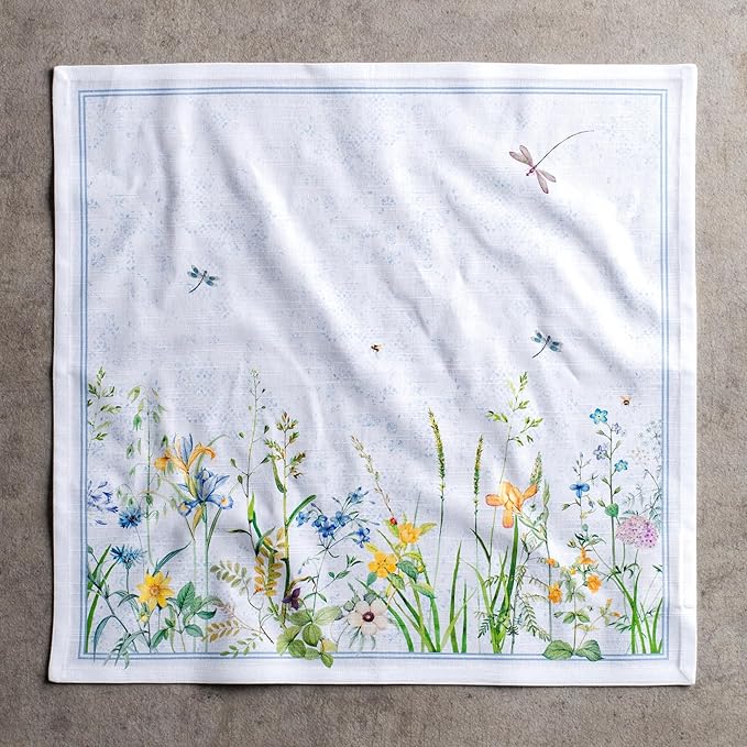 Maison d' Hermine 100% Cotton Cloth Napkins Set of 6 Everyday Reusable Square Napkins Cloth Washable Dinner Party Wedding Restaurant Hotel Kitchen Spring Summer (Fleurs De Mai, 20" x 20")
