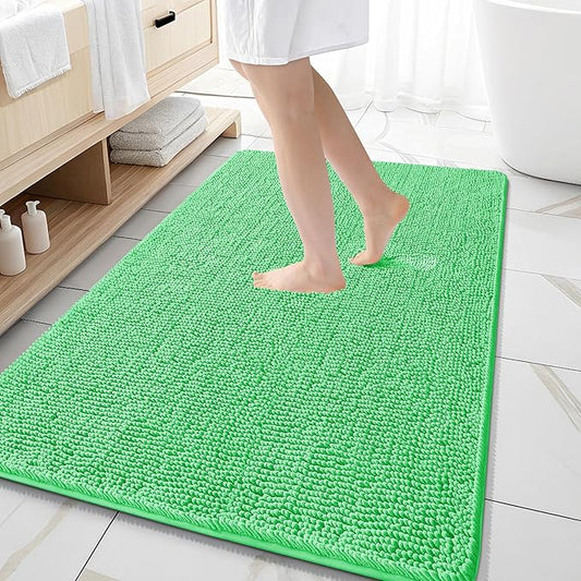 OLANLY Large Bathroom Rugs 59x35, Extra Soft Absorbent Chenille Bath Rugs, Rubber Backing Quick Dry, Machine Washable Bath Mats for Bathroom Floor, Tub and Shower, Home Decor Accessories, Mint Green
