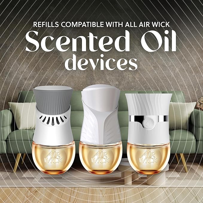 Air Wick Vibrant Plug In Scented Oil Refill, Infused with Essential Oils, Plug In Air Fresheners for Home, Winter Woods & Frosted Ivy (Pack of 25)