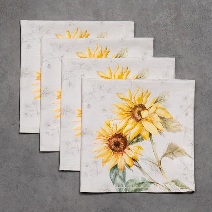 Maison d' Hermine 100% Cotton Cloth Napkins Set of 4 Everyday Reusable Square Napkins Cloth Washable Dinner Party Wedding Restaurant Hotel Kitchen Spring Summer (Candice, 20" x 20")