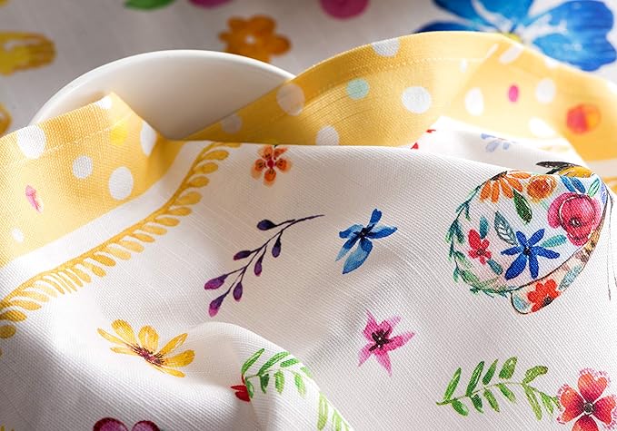 Maison d' Hermine 100% Cotton Cloth Napkins Set of 4 Everyday Reusable Square Napkins Cloth Washable Dinner Party Wedding Restaurant Hotel Kitchen Spring Summer (Happy Florals - Sweety, 20" x 20")