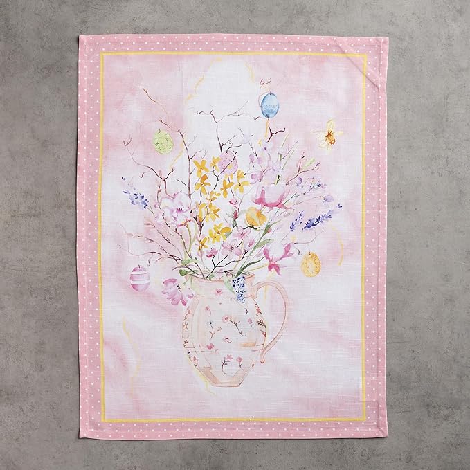 Maison d' Hermine Kitchen Towels Set of 3 100% Cotton 27.50" x 20" Reusable Cloth Tea Dish Towels Absorbent with Hanging Loop for Kitchen Farmhouse Hotel Spring Summer - Easter Zest