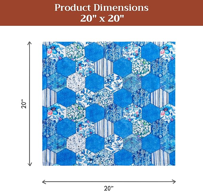 Maison d' Hermine 100% Cotton Cloth Napkins Set of 4 Everyday Reusable Square Napkins Cloth Washable Dinner Party Wedding Restaurant Hotel Kitchen Spring Summer (Summer Blues, 20" x 20")