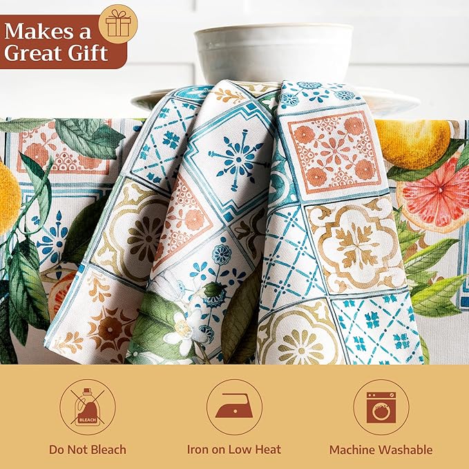 Maison d' Hermine 100% Cotton Cloth Napkins Set of 4 Everyday Reusable Square Napkins Cloth Washable Dinner Party Wedding Restaurant Hotel Kitchen Spring Summer (Agrume, 20" x 20")