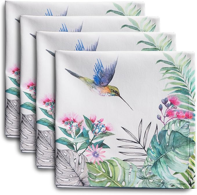Maison d' Hermine 100% Cotton Cloth Napkins Set of 4 Everyday Reusable Square Napkins Cloth Washable Dinner Party Wedding Restaurant Hotel Kitchen Spring Summer (Tropiques, 20" x 20")