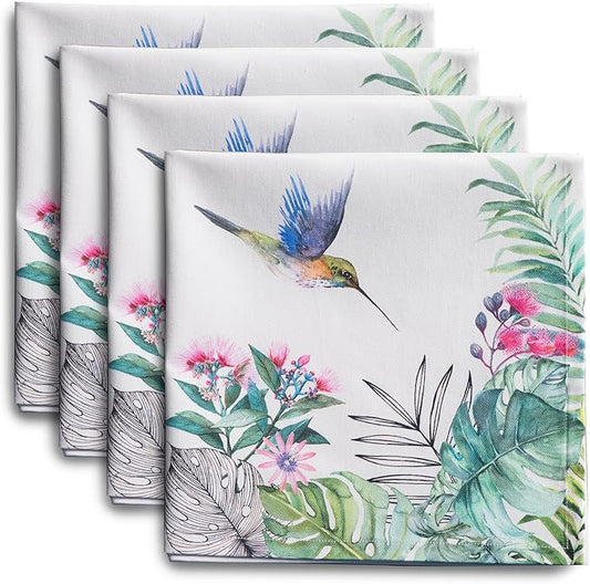 Maison d' Hermine 100% Cotton Cloth Napkins Set of 4 Everyday Reusable Square Napkins Cloth Washable Dinner Party Wedding Restaurant Hotel Kitchen Spring Summer (Tropiques, 20" x 20")