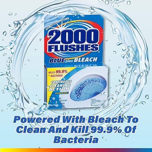 2000 FLUSHES 208082 Blue Plus Bleach Automatic Toilet Bowl Cleaner Twin-Pack, 3.5 OZ, [PACK OF 6]