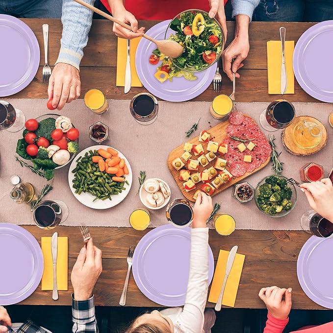 QZYL 50 Pieces of Paper Plates, Round Lavender Party Plates Pack, Disposable 9 Inches Paper Dinner Plates, Everyday Use Plates for Daily Meals Picnic Camping Birthday Wedding Christmas Supplies