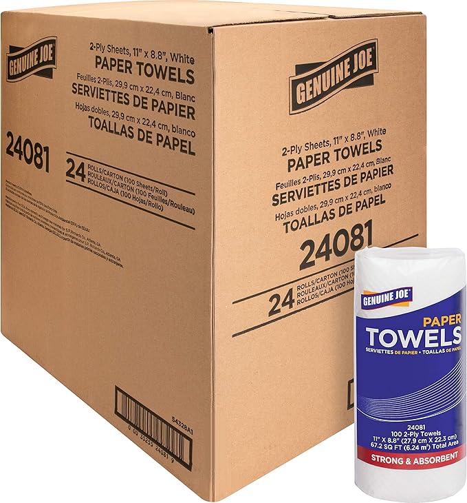 Genuine Joe Household Paper Towels, 200 Count (Pack of 24)