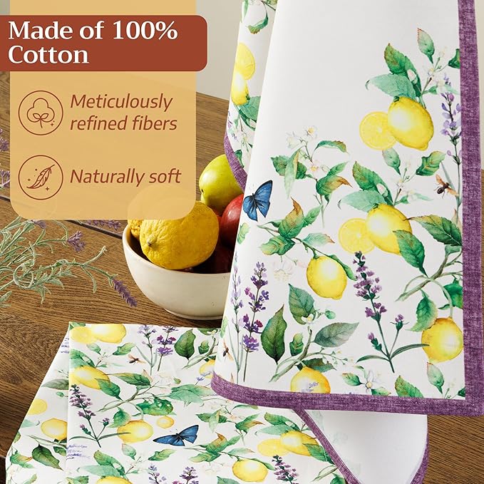 Maison d'Hermine Kitchen Towels Set of 2 100% Cotton 27.50" x 20" Reusable Cloth Tea Dish Towels Absorbent with Hanging Loop for Kitchen, Home, Dining, Cocktail Parties (Sivergue)