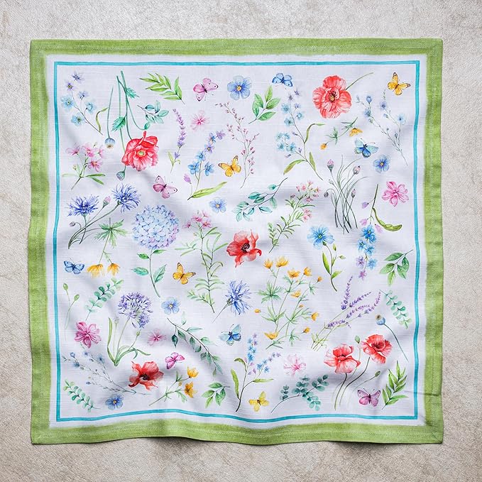 Maison d' Hermine 100% Cotton Cloth Napkins Set of 4 Everyday Reusable Square Napkins Cloth Washable Dinner Party Wedding Restaurant Hotel Kitchen Spring Summer (Just Floral, 20" x 20")