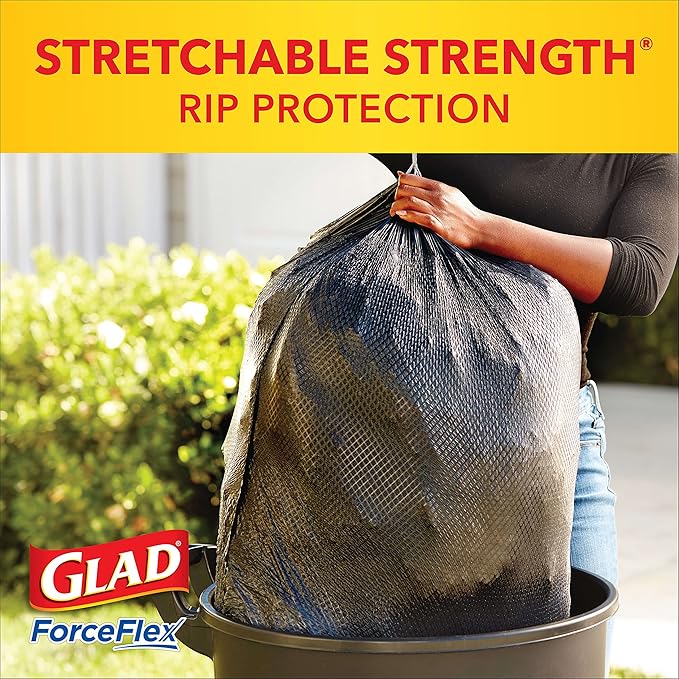 Glad ForceFlex Heavy Duty Large Trash Bags, Hold 80+ lb, 30 Gal, 25 Count, (Pack of 2), (Package May Vary)