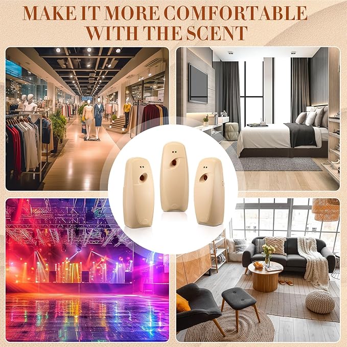 Maxcheck 4 Pcs Automatic Air Freshener Spray Dispenser Wall Mounted Automatic Spray Dispenser Air Freshener for Bathroom Battery Operated Free Standing for Commercial Place and Room(Light Khaki)