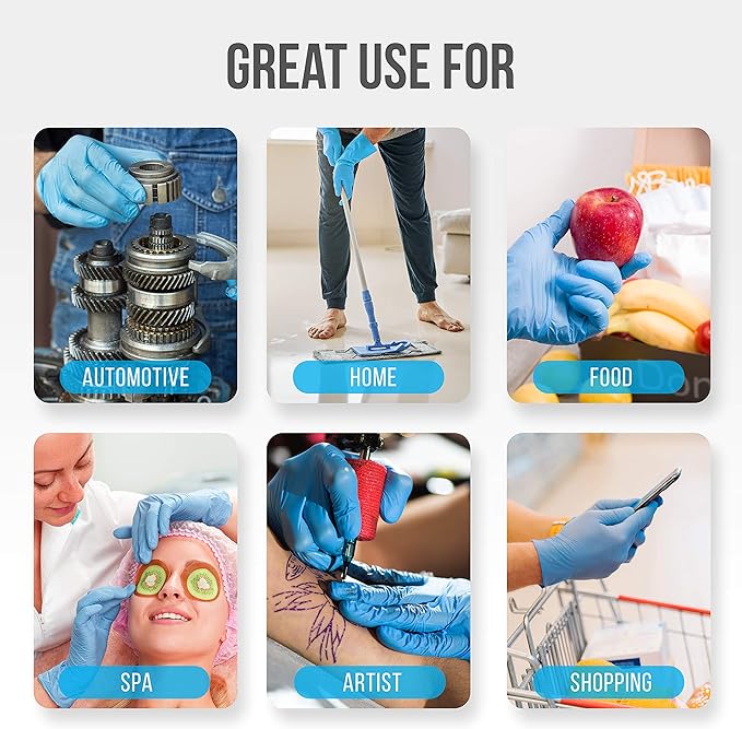 Serenelife Nitrile Disposable Latex & Powder Free Medium Gloves - Great for Kitchens, Food Handling & Cleaning Supplies - Soft & Comfortable fit - Vinyl & Nitrile blend - 100 Pack