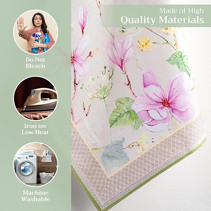 Maison d' Hermine Kitchen Towels Set of 3 100% Cotton 27.50" x 20" Reusable Cloth Tea Dish Towels Absorbent with Hanging Loop for Kitchen Farmhouse Hotel Spring Summer - Magnolia Mornings