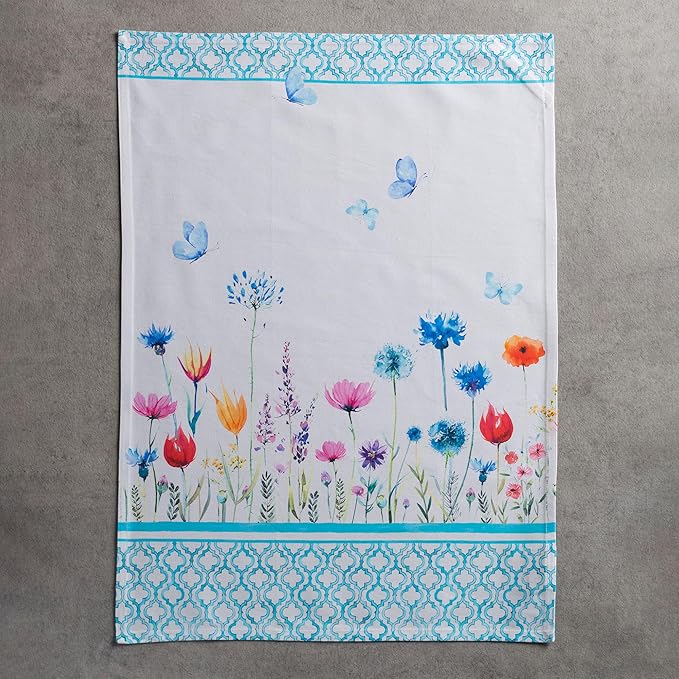 Maison d' Hermine Kitchen Towels Set of 3 100% Cotton 27.50" x 20" Reusable Cloth Tea Dish Towels Absorbent with Hanging Loop for Kitchen Farmhouse Hotel Spring Summer - Flower in The Field