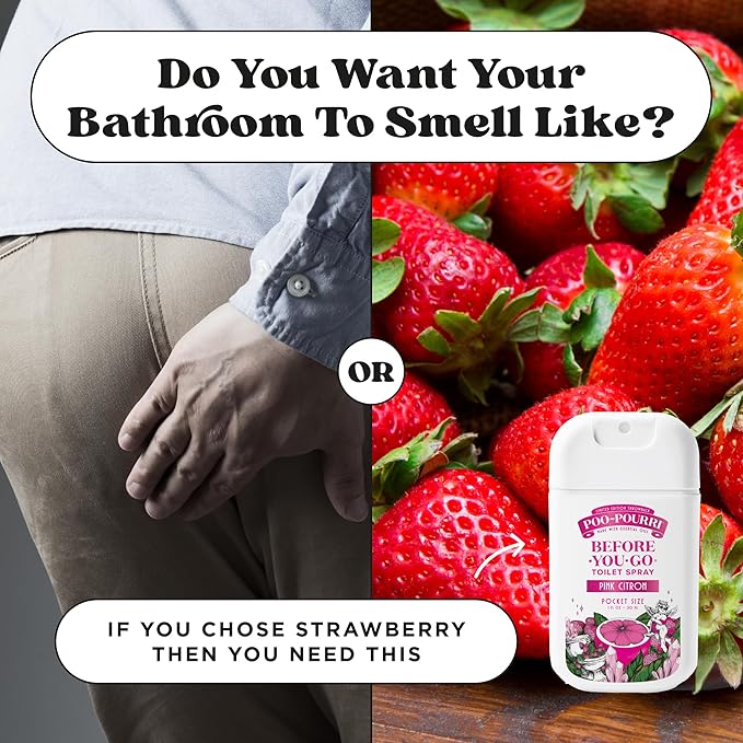 Poo-Pourri Before-You-Go Pocket Toilet Spray, Travel Essentials, Pink Citron, 1 Fl Oz, Up to 50 Uses, On-The-Go Bathroom Odor Deodorizer with Essential Oils, TSA Approved Size