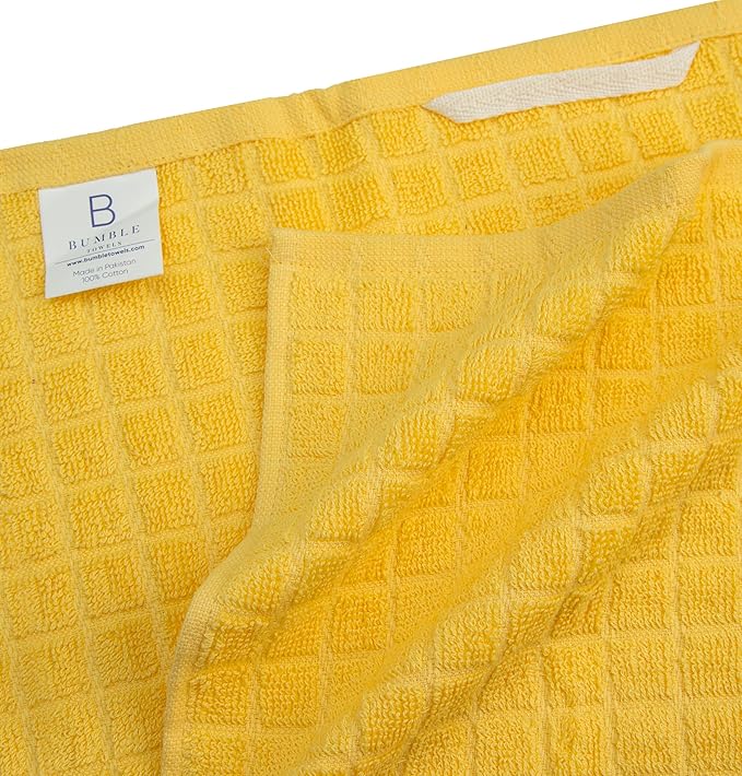 Bumble Kitchen Towels (6 Pack) | 16" x 28" | 100% Cotton Dish Towels for Kitchen | 380 GSM | Soft, Highly Absorbent & Durable Dish Towels with Hanging Loop | Yellow