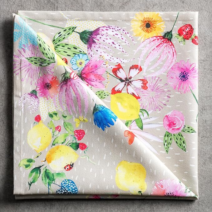 Maison d' Hermine 100% Cotton Cloth Napkins Set of 4 Everyday Reusable Square Napkins Cloth Washable Dinner Party Wedding Restaurant Hotel Kitchen Spring Summer (Jardin D'Ete - Fog, 20" x 20")