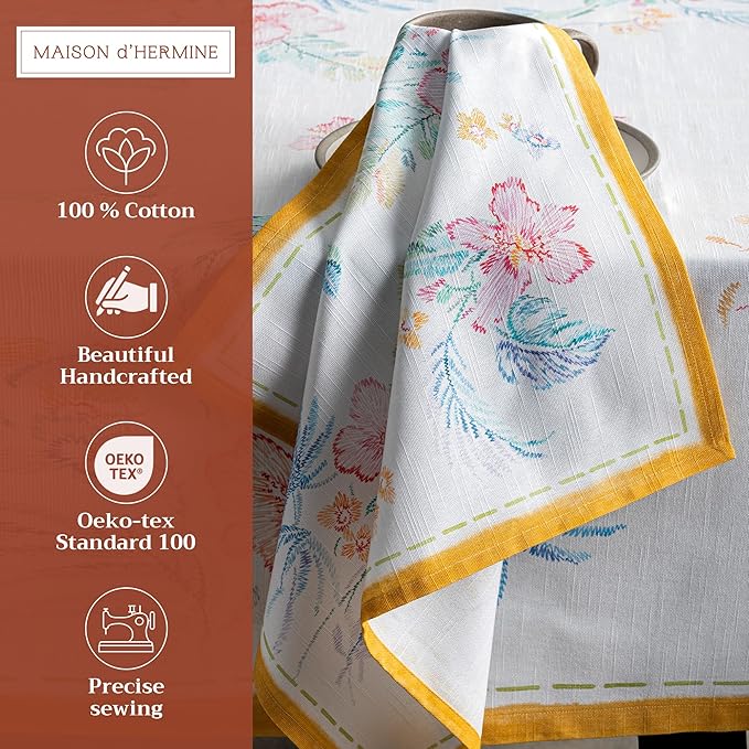 Maison d' Hermine 100% Cotton Cloth Napkins Set of 4 Everyday Reusable Square Napkins Cloth Washable Dinner Party Wedding Restaurant Hotel Kitchen Spring Summer (Paradise Island, 20" x 20")