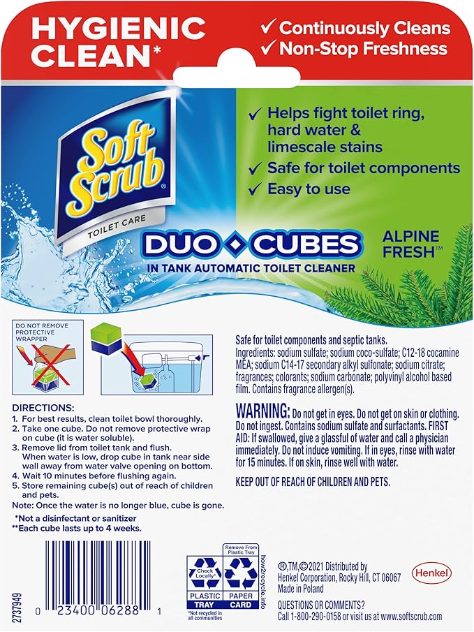 Soft Scrub In-Tank Toilet Cleaner Duo-Cubes, Alpine Fresh, 2 Count