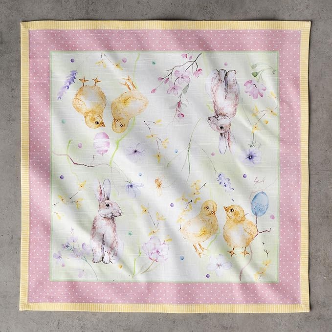Maison d' Hermine 100% Cotton Cloth Napkins Set of 4 Everyday Reusable Square Napkins Cloth Washable Dinner Party Wedding Restaurant Hotel Kitchen Spring Summer (Easter Zest, 20" x 20")