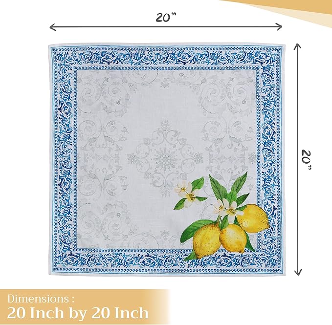 Maison d' Hermine 100% Cotton Cloth Napkins Set of 4 Everyday Reusable Square Napkins Cloth Washable Dinner Party Wedding Restaurant Hotel Kitchen Spring Summer (Cedrat, 20" x 20")