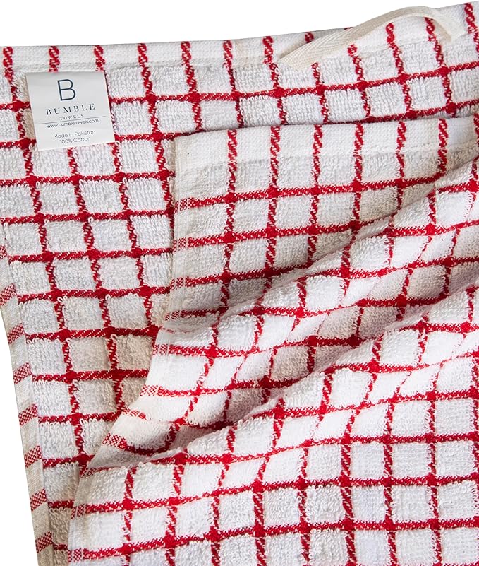 Bumble Kitchen Towels (6 Pack) | 16” x 28” | 100% Cotton Kitchen Towels | 385 GSM | Soft, Highly Absorbent & Durable Dish Towels for Kitchen | Multicoloured Checked