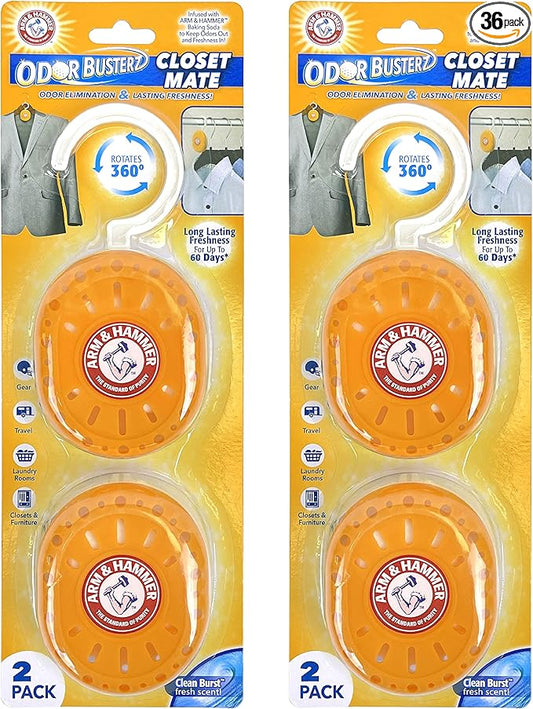 Arm & Hammer Odor Busterz Closet Mate, 4 Count Deodorizer (Pack of 9)