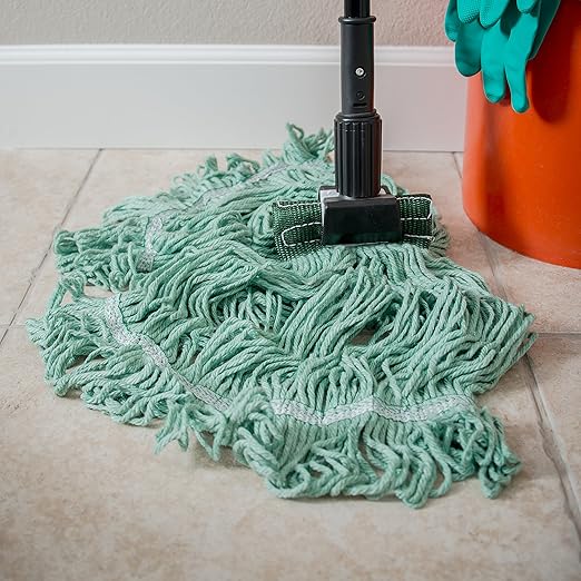 Carlisle FoodService Products 369478B09 Looped-End Mop Head With Green Band, Medium, Green (Pack of 12)