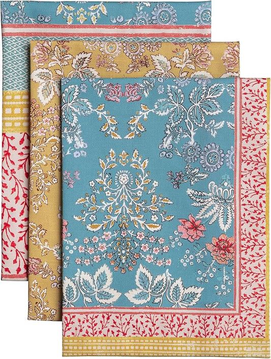 Maison d' Hermine Kitchen Towels Set of 3 100% Cotton 27.50" x 20" Reusable Cloth Tea Dish Towels Absorbent with Hanging Loop for Kitchen Farmhouse Hotel Spring Summer - Marquise