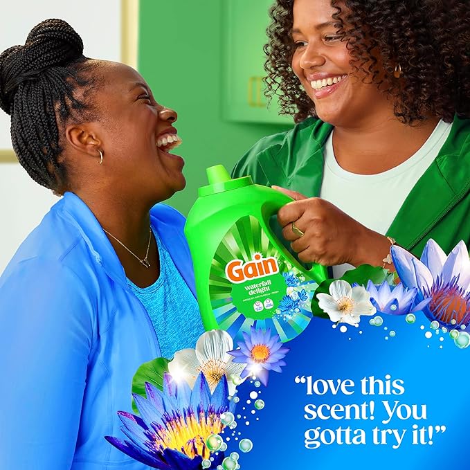 Gain Liquid Laundry Detergent with Odor Defense, Waterfall Delight Scent, Laundry Soap For HE Washing Machines, 132 fl oz, 100 Loads (Packaging May Vary)