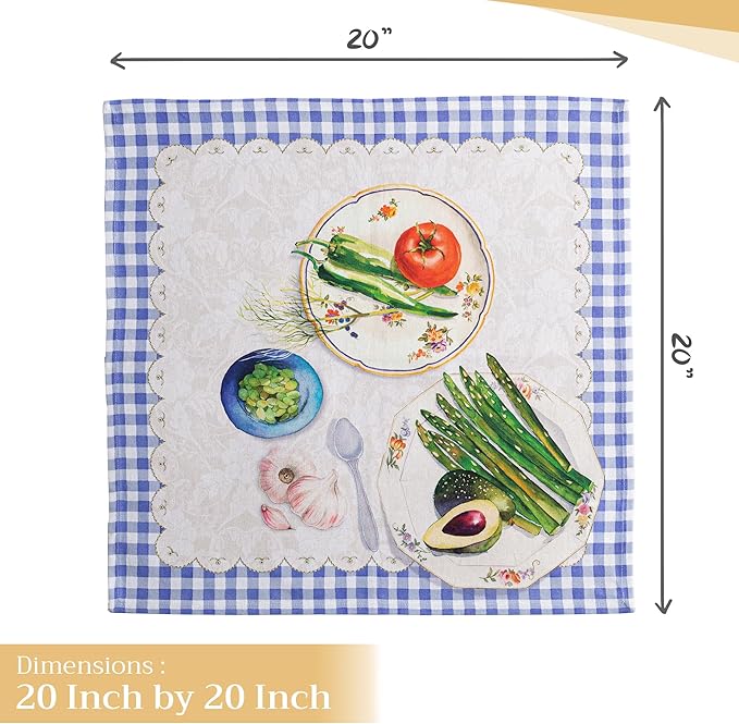 Maison d' Hermine 100% Cotton Cloth Napkins Set of 4 Everyday Reusable Square Napkins Cloth Washable Dinner Party Wedding Restaurant Hotel Kitchen Spring Summer (Gourmand, 20" x 20")