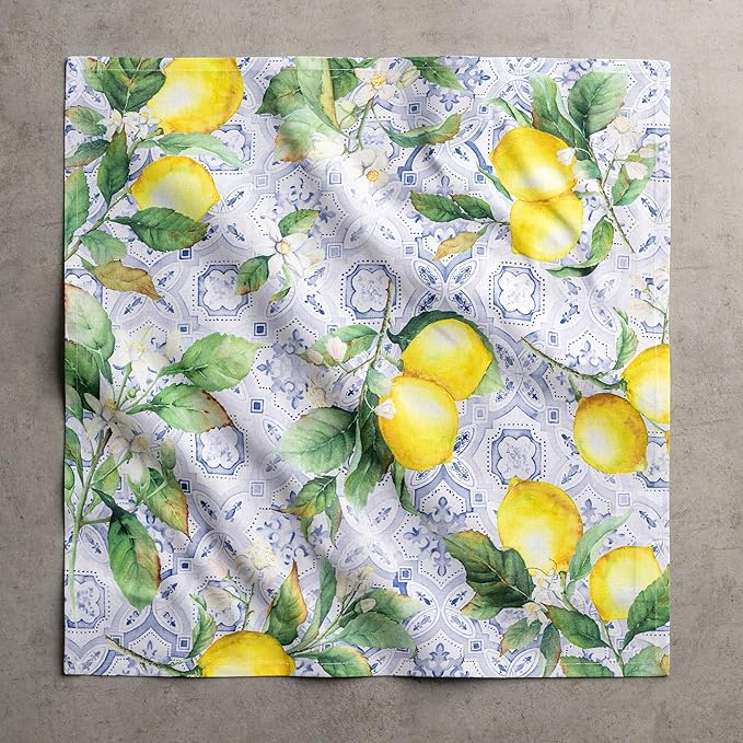 Maison d' Hermine 100% Cotton Cloth Napkins Set of 4 Everyday Reusable Square Napkins Cloth Washable Dinner Party Wedding Restaurant Hotel Kitchen Spring Summer (Citrus, 20" x 20")