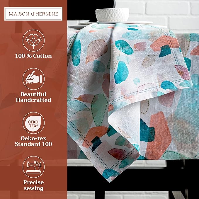 Maison d' Hermine 100% Cotton Cloth Napkins Set of 4 Everyday Reusable Square Napkins Cloth Washable Dinner Party Wedding Restaurant Hotel Kitchen Spring Summer (Summer Picnic, 20" x 20")