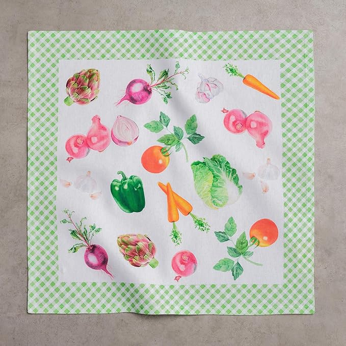 Maison d' Hermine 100% Cotton Cloth Napkins Set of 4 Everyday Reusable Square Napkins Cloth Washable Dinner Party Wedding Restaurant Hotel Kitchen Spring Summer (Farmers Garden, 18" x 18")