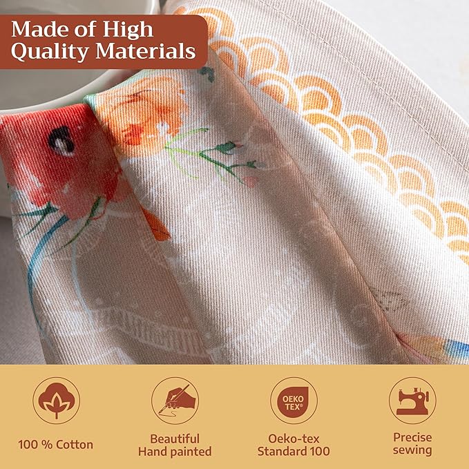 Maison d' Hermine 100% Cotton Cloth Napkins Set of 4 Everyday Reusable Square Napkins Cloth Washable Dinner Party Wedding Restaurant Hotel Kitchen Spring Summer (Ibiza - Beige, 20" x 20")