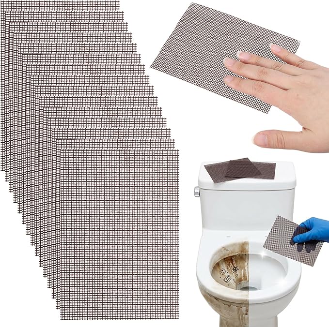 15Pcs Toilet Cleaning Screens, 5.5 x 4 Inch Hard Water Stain Remover Pads, Toilet Ring Remover Abrasive Grit Mesh, Flexible Scrubbing Screen Mesh for Bowls, Griddle Stain Calcium Deposits Carbon Rust