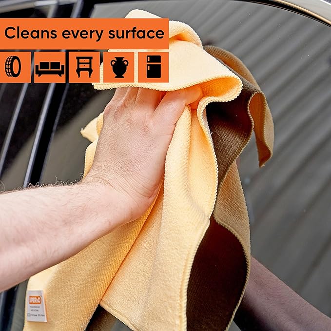 Superio Yellow Microfiber Cleaning Cloth for Cars, House, Bathroom 16x16 Miracle Cloth Streak Free Lint Free Rag Cleaning Towel, No Detergent Needed, 2 Pack