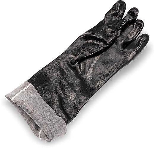 San Jamar Dish Washing/Utility Gloves Plastic Pot/Sink Gloves, Heat Protection, Waterproof With 18 Inch Coverage For Commercial Kitchen, Black