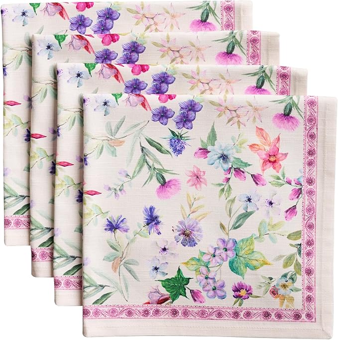 Maison d' Hermine 100% Cotton Cloth Napkins Set of 4 Everyday Reusable Square Napkins Cloth Washable Dinner Party Wedding Restaurant Hotel Kitchen Spring Summer (Chardon, 20" x 20")