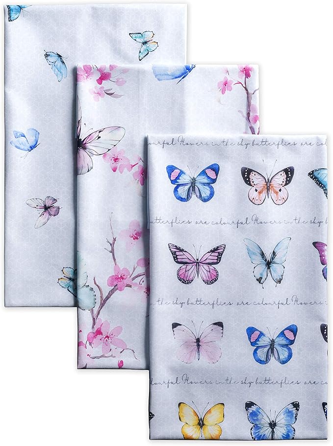 Maison d' Hermine Kitchen Towels Set of 3 100% Cotton 27.50" x 20" Reusable Cloth Tea Dish Towels Absorbent with Hanging Loop for Kitchen Farmhouse Hotel Spring Summer - Blossoms in Spring