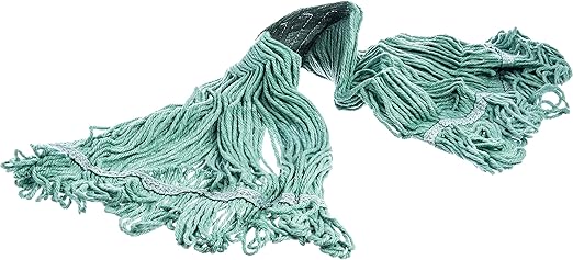 SPARTA Flo-Pac Cotton Mop Head, Loop-Ended, Wide Band with Green Band for Organized Cleaning, Medium, Green