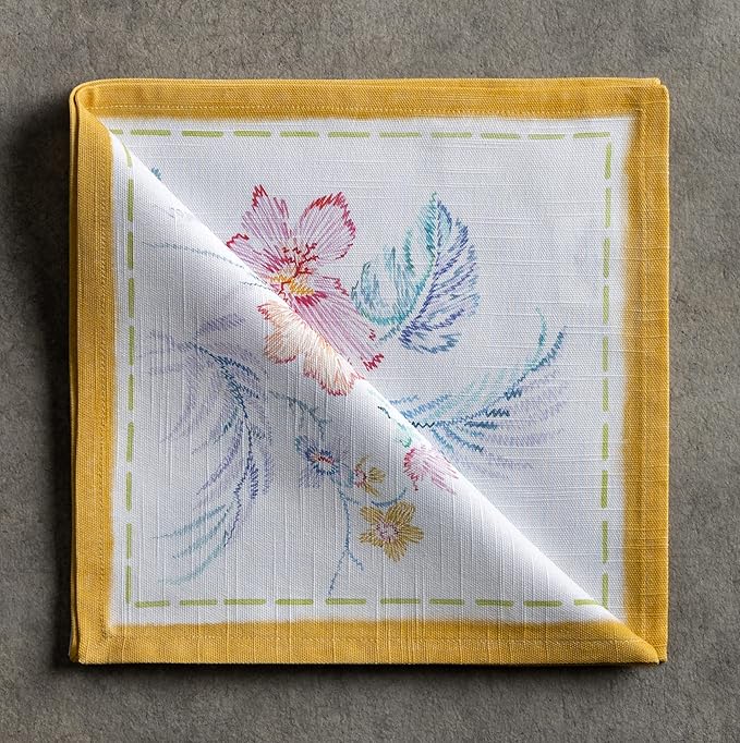 Maison d' Hermine 100% Cotton Cloth Napkins Set of 4 Everyday Reusable Square Napkins Cloth Washable Dinner Party Wedding Restaurant Hotel Kitchen Spring Summer (Paradise Island, 20" x 20")