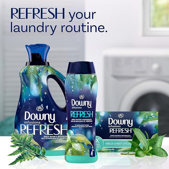 Downy Infusions In-Wash Laundry Scent Booster Beads, REFRESH, Botanical Florals and Birch Water Scent, 24 Ounce (Pack of 4)