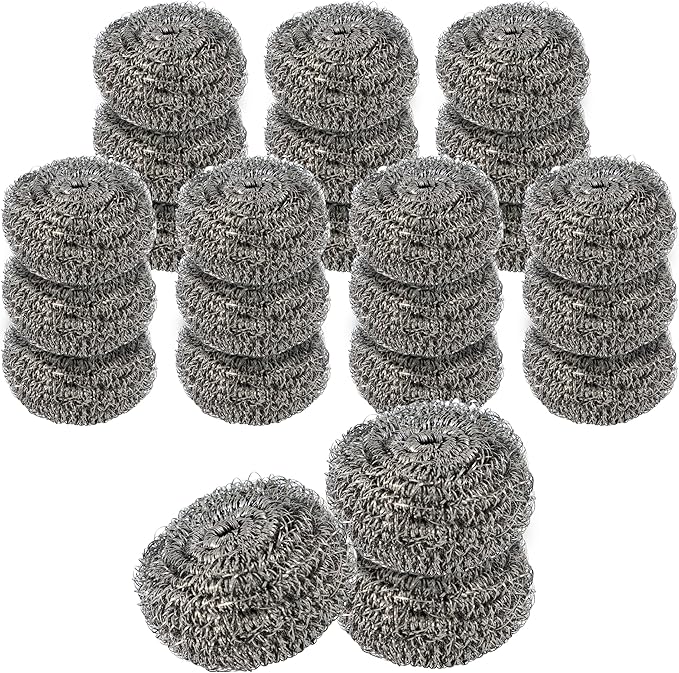 Superio Stainless Steel Scourers Steel Wool Scrubber Pad Used for Dishes, Pots, Pans, Grill, Stoves, and Ovens, Easy scouring for Tough Kitchen Cleaning Pack of 24